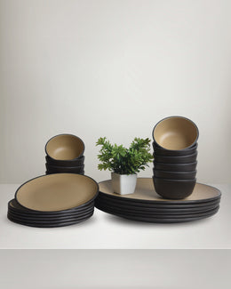 24 PC Dinner Set 2 Tone - Brown & Beige