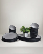 24 PC Dinner Set 2 Tone - Black & Gray