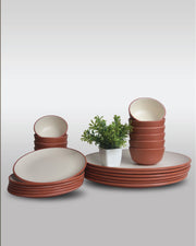 24 PC Dinner Set 2 Tone - Terraclay & Cream