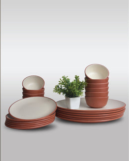 24 PC Dinner Set 2 Tone - Terraclay & Cream